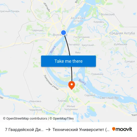 7 Гвардейской Дивизии to Технический Университет (Волггту) map