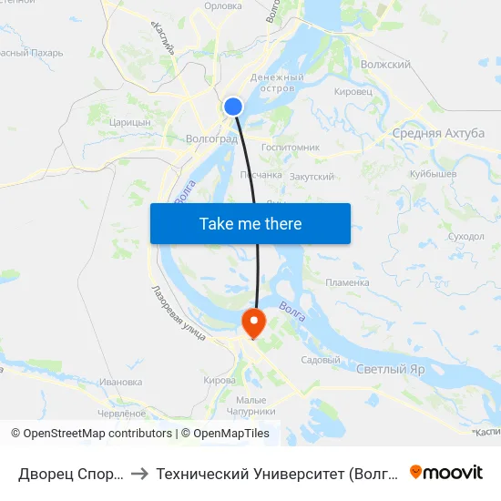 Дворец Спорта to Технический Университет (Волггту) map