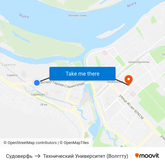 Судоверфь to Технический Университет (Волггту) map