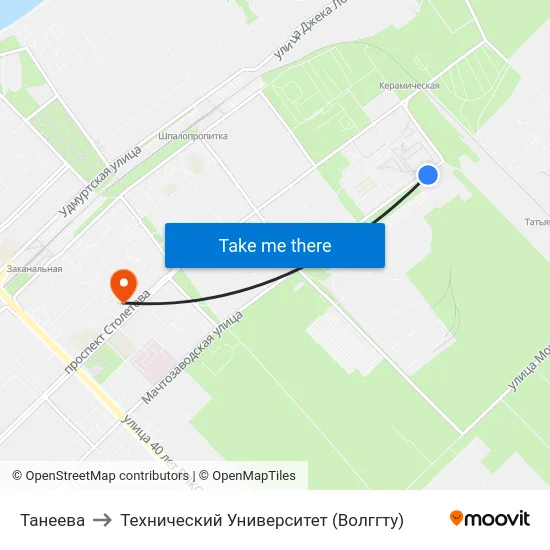 Танеева to Технический Университет (Волггту) map