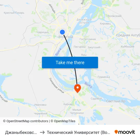 Джаныбековская to Технический Университет (Волггту) map
