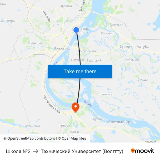 Школа №2 to Технический Университет (Волггту) map