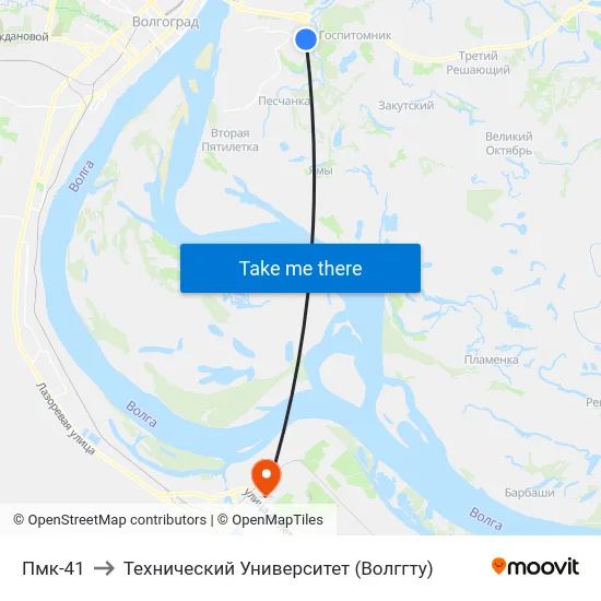 Пмк-41 to Технический Университет (Волггту) map