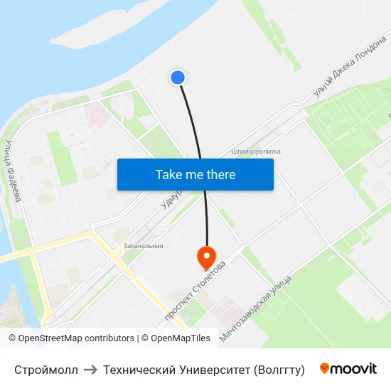 Строймолл to Технический Университет (Волггту) map