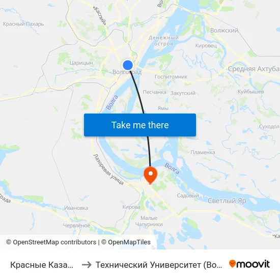 Красные Казармы to Технический Университет (Волггту) map