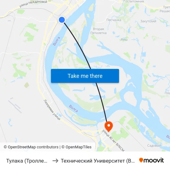 Тулака (Троллейбус) to Технический Университет (Волггту) map
