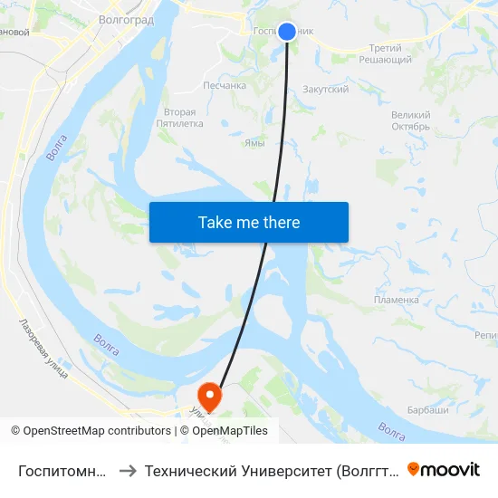Госпитомник to Технический Университет (Волггту) map