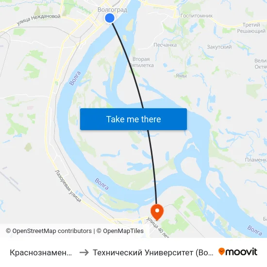 Краснознаменская to Технический Университет (Волггту) map