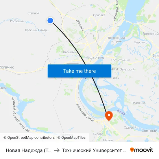 Новая Надежда (Трасса) to Технический Университет (Волггту) map