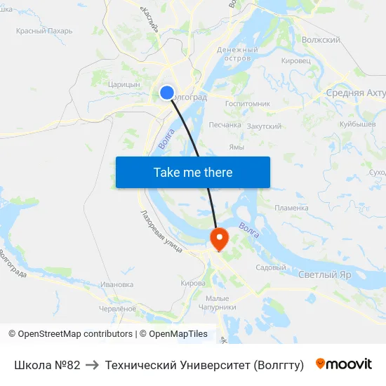 Школа №82 to Технический Университет (Волггту) map