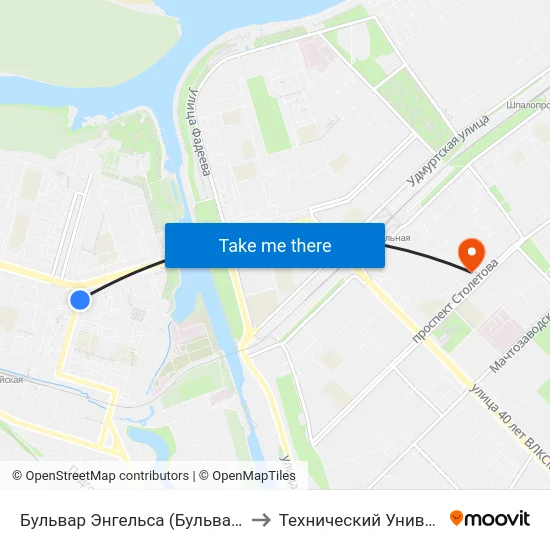Бульвар Энгельса (Бульвар Фридриха Энгельса) to Технический Университет (Волггту) map