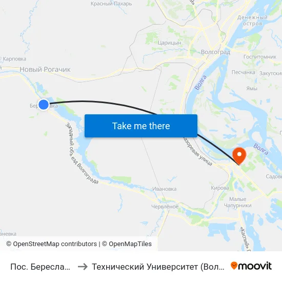 Пос. Береславка to Технический Университет (Волггту) map