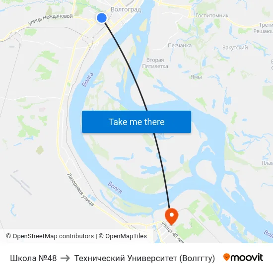 Школа №48 to Технический Университет (Волггту) map