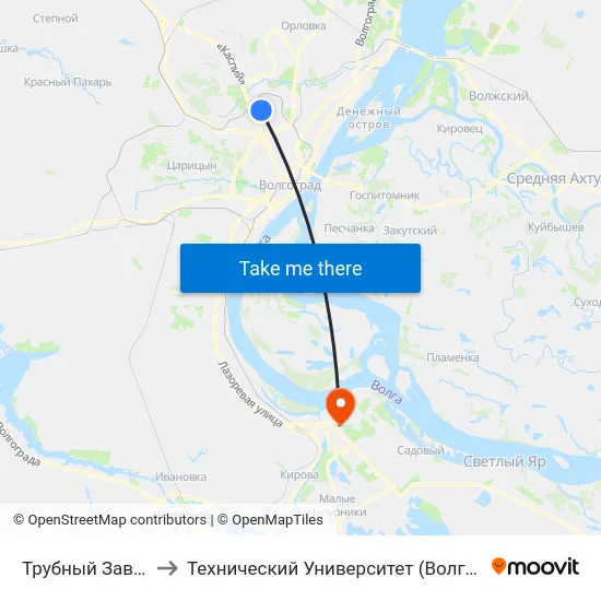 Трубный Завод to Технический Университет (Волггту) map