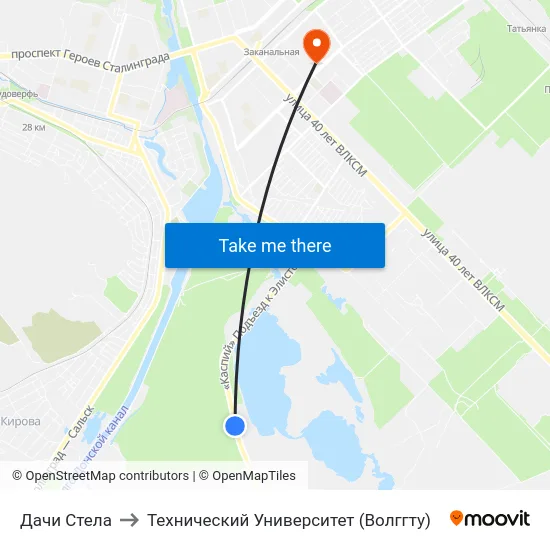 Дачи Стела to Технический Университет (Волггту) map