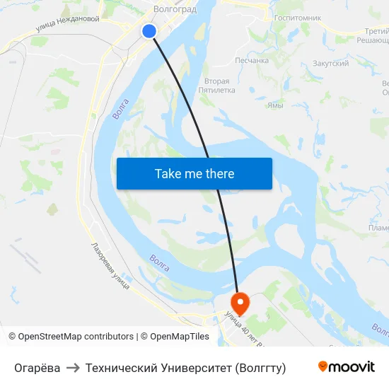 Огарёва to Технический Университет (Волггту) map