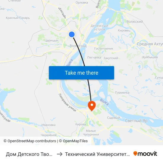 Дом Детского Творчества to Технический Университет (Волггту) map