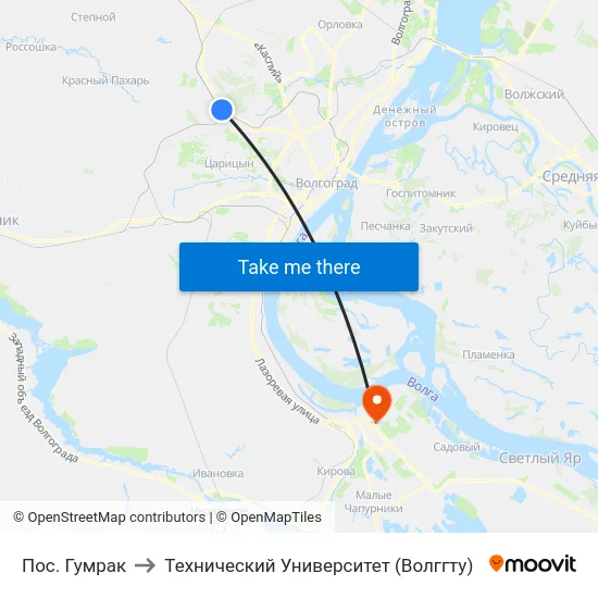 Пос. Гумрак to Технический Университет (Волггту) map