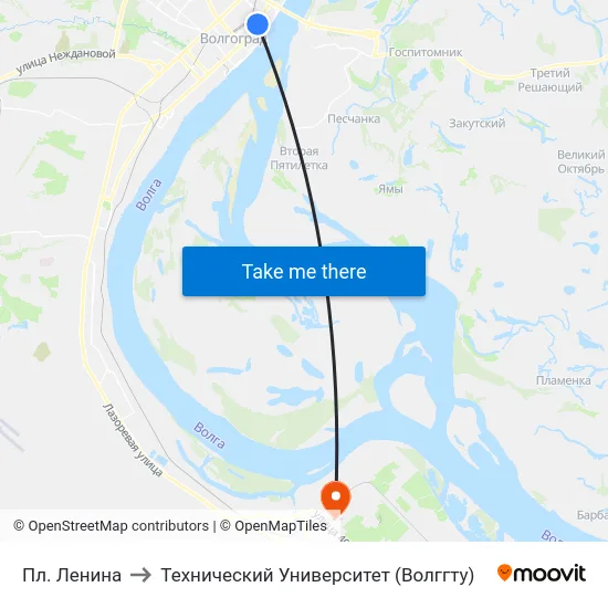 Пл. Ленина to Технический Университет (Волггту) map