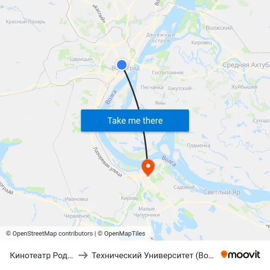 Кинотеатр Родина to Технический Университет (Волггту) map