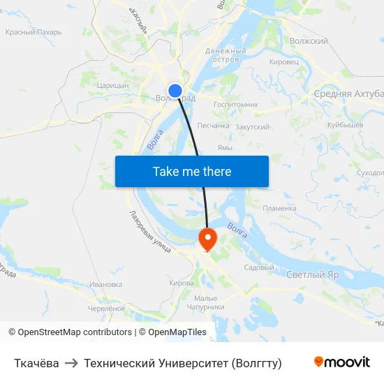 Ткачёва to Технический Университет (Волггту) map