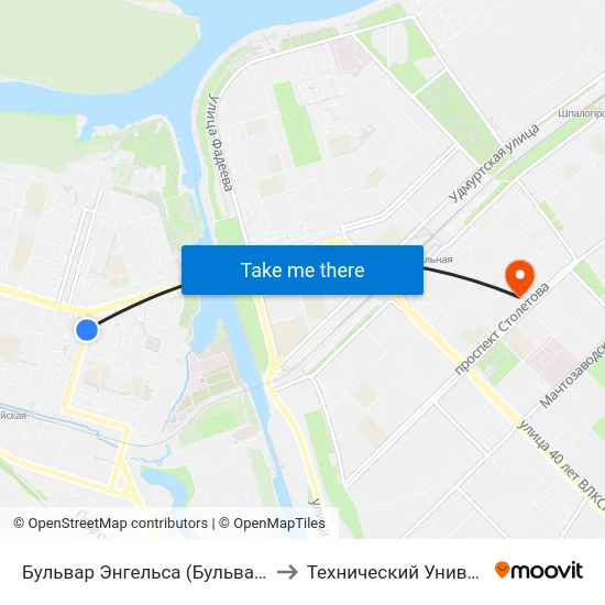 Бульвар Энгельса (Бульвар Фридриха Энгельса) to Технический Университет (Волггту) map