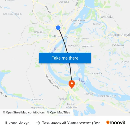 Школа Искусств to Технический Университет (Волггту) map