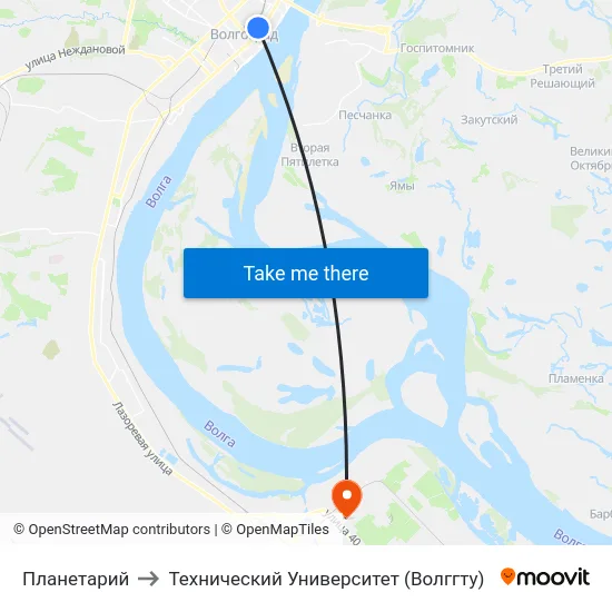 Планетарий to Технический Университет (Волггту) map