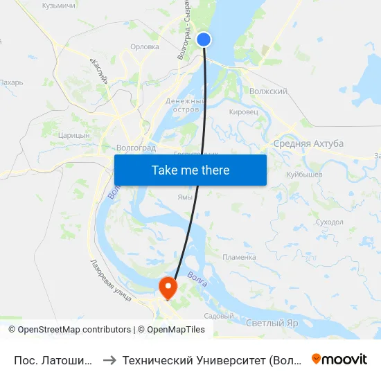 Пос. Латошинка to Технический Университет (Волггту) map
