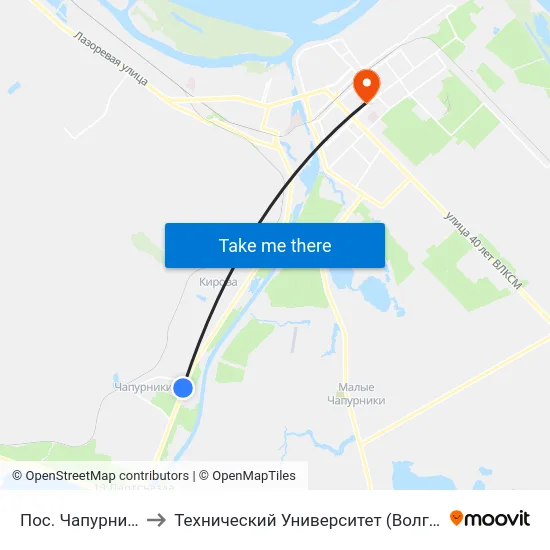 Пос. Чапурники to Технический Университет (Волггту) map