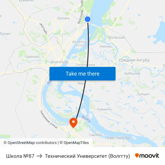 Школа №87 to Технический Университет (Волггту) map