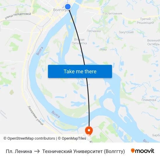 Пл. Ленина to Технический Университет (Волггту) map