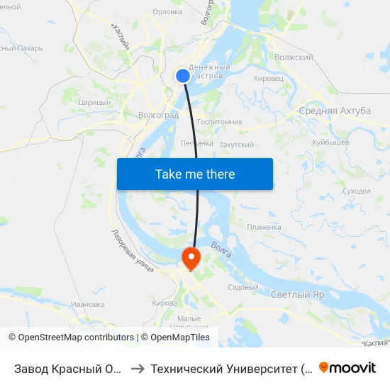 Завод Красный Октябрь to Технический Университет (Волггту) map