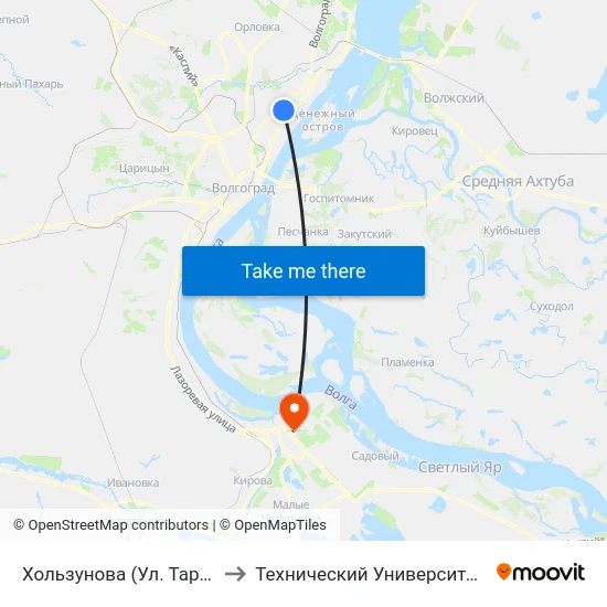 Хользунова (Ул. Таращанцев) to Технический Университет (Волггту) map