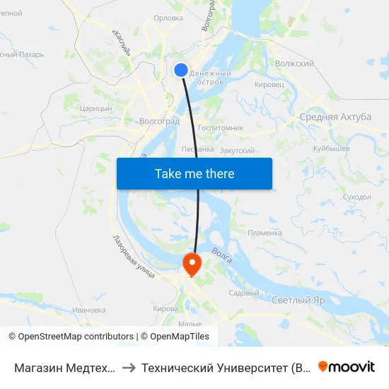 Магазин Медтехника to Технический Университет (Волггту) map
