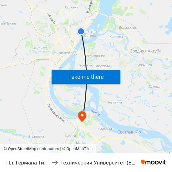 Пл. Германа Титова to Технический Университет (Волггту) map