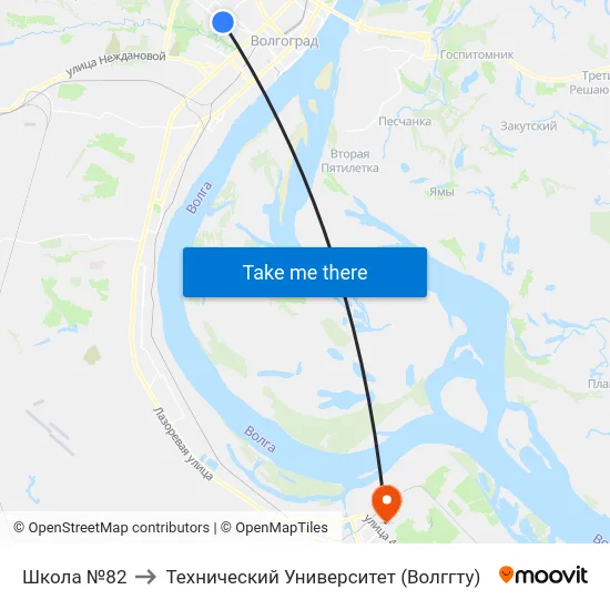 Школа №82 to Технический Университет (Волггту) map