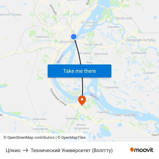 Цпкио to Технический Университет (Волггту) map