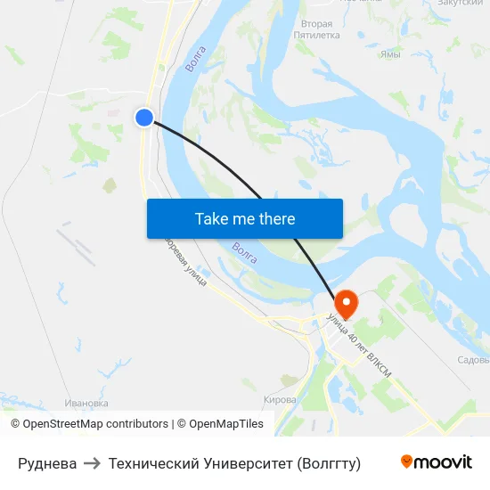 Руднева to Технический Университет (Волггту) map