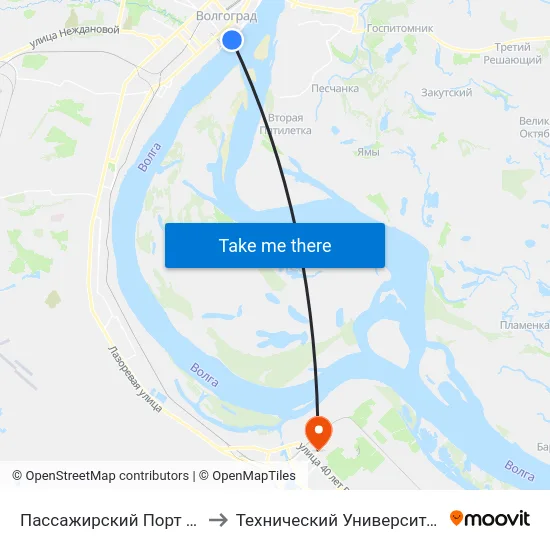 Пассажирский Порт Волгоград to Технический Университет (Волггту) map