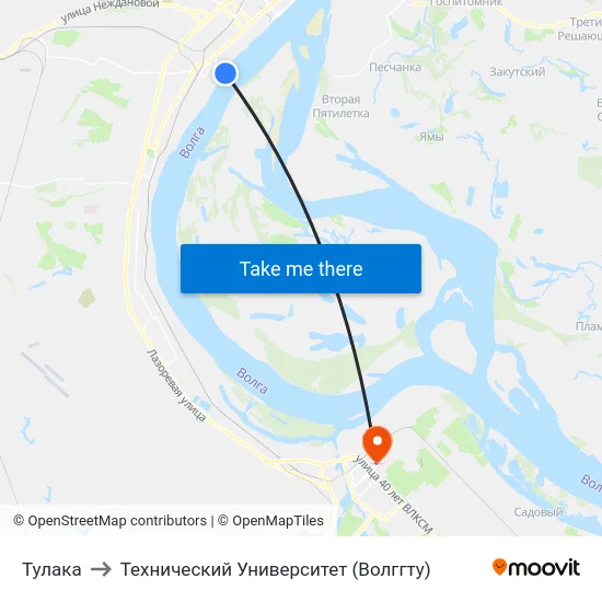 Тулака to Технический Университет (Волггту) map
