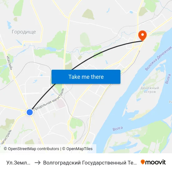 Ул.Землячки (Б) to Волгоградский Государственный Технический Университет map