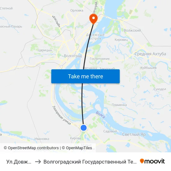 Ул.Довженко (А) to Волгоградский Государственный Технический Университет map