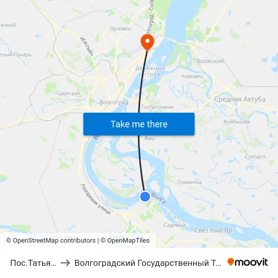 Пос.Татьянка-1 (А) to Волгоградский Государственный Технический Университет map