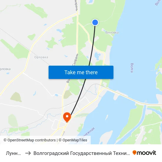 Лунная (Б) to Волгоградский Государственный Технический Университет map