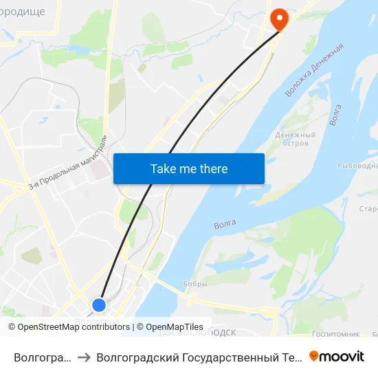 Волгоград Ав (А) to Волгоградский Государственный Технический Университет map