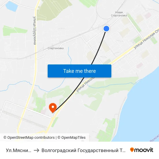 Ул.Мясникова (А) to Волгоградский Государственный Технический Университет map