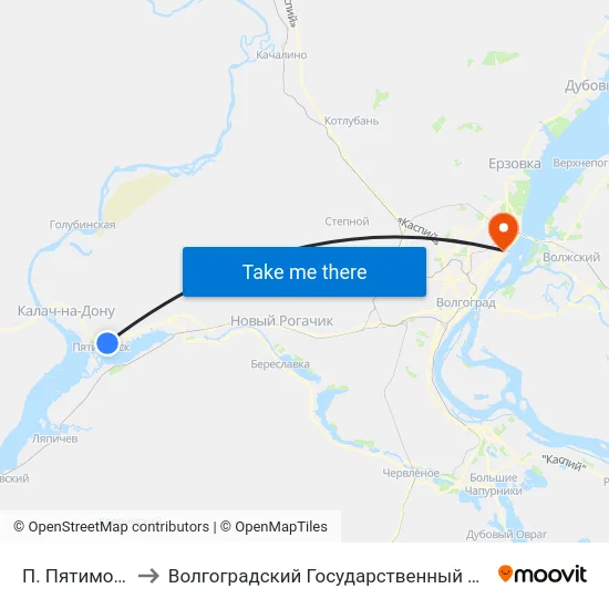 П. Пятиморск Тр (Б) to Волгоградский Государственный Технический Университет map