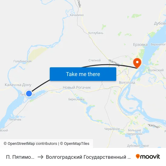 П. Пятиморск Тр (А) to Волгоградский Государственный Технический Университет map