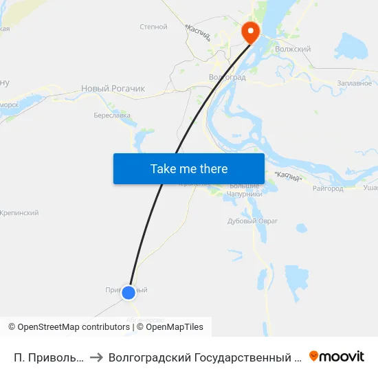 П. Привольный Тр (Б) to Волгоградский Государственный Технический Университет map